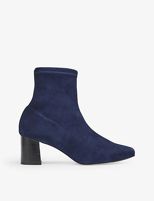 LK BENNETT: Amira square-toe suede heeled ankle boots