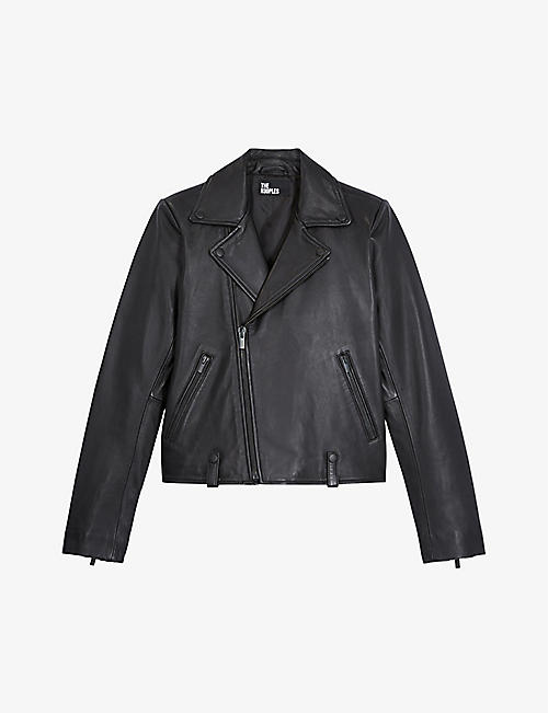 THE KOOPLES: Notched-collar leather biker jacket