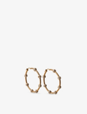 LA MAISON COUTURE: Sonia Petroff 24ct yellow gold-plated brass and Swarovski crystals hoop earrings