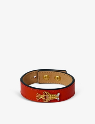 LA MAISON COUTURE: Sonia Petroff Lobster leather, 24ct gold-plated brass and Swarovski diamond bracelet