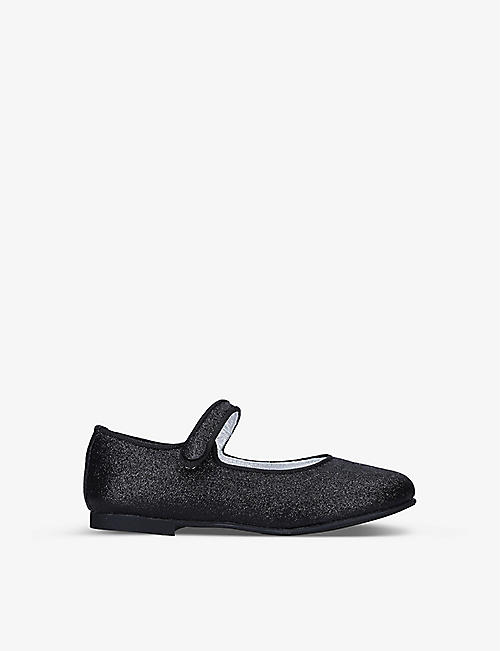 PAPOUELLI: Glittery popper-fastened leather shoes