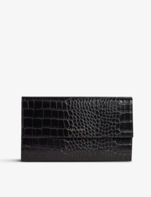 TED BAKER: Travelz croc-embossed faux-leather passport holder travel wallet