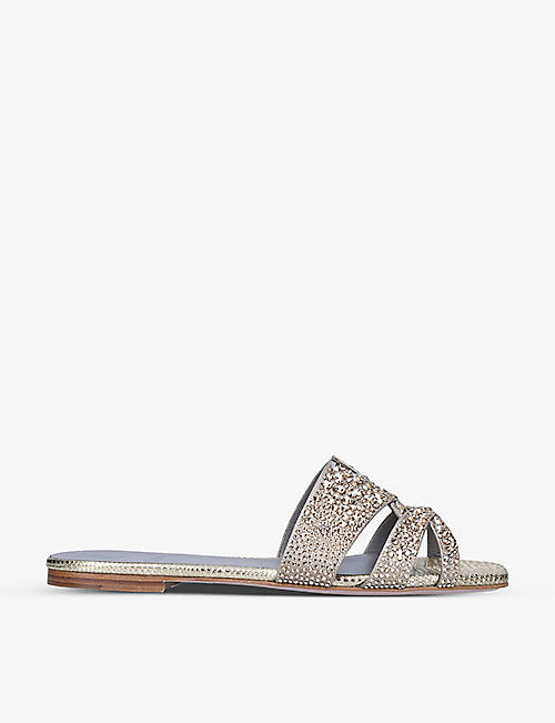GINA: Beau crystal-embellished leather sandals