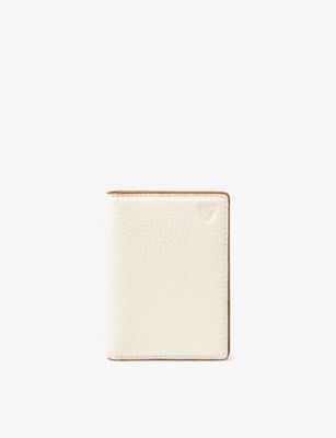 ASPINAL OF LONDON: Double-fold logo-embossed leather card case
