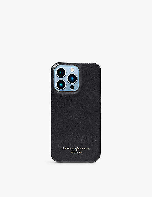ASPINAL OF LONDON: Covered leather iPhone 13 Pro phone case
