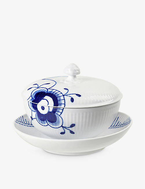 ROYAL COPENHAGEN: Blue Fluted Mega porcelain bowl and saucer 12.5cm