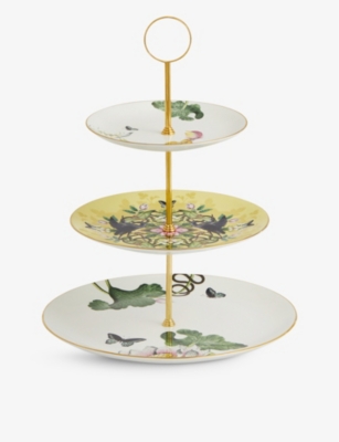 WEDGWOOD: Waterlily three-tier limited-edition china cake stand