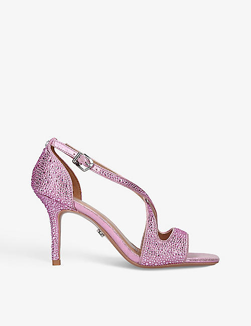 CARVELA: Symmetry jewel-embellished satin heeled sandals