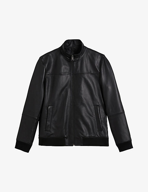 TED BAKER: Dwite high-neck leather jacket