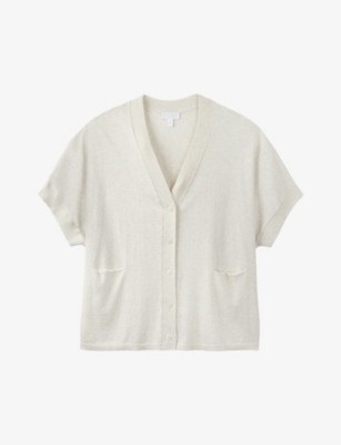 THE WHITE COMPANY: V-neck oversized recycled cotton-blend cardigan