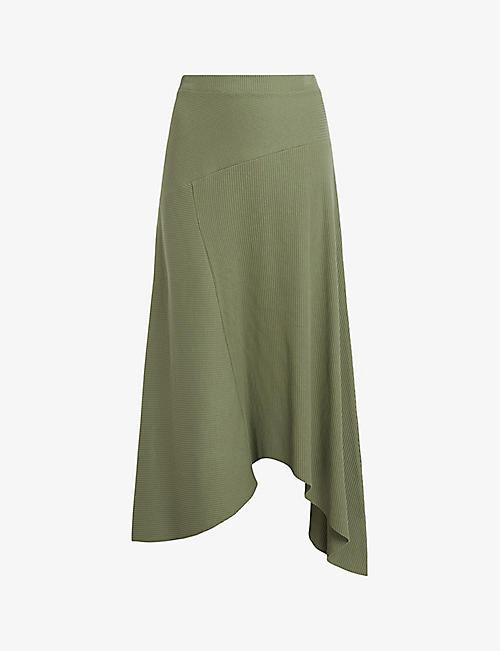 ALLSAINTS: Gia ribbed stretch-cotton midi skirt