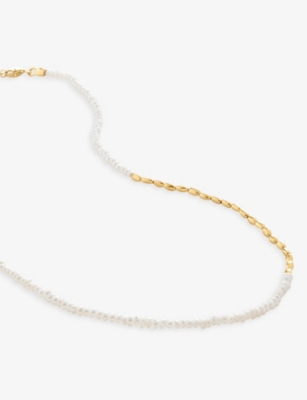 MONICA VINADER: Mini Nugget 18ct recycled yellow gold-plated vermeil sterling-silver and faux-pearl beaded