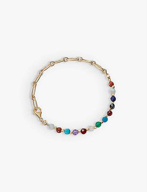 ASTLEY CLARKE: Orbit And Biography Rainbow 18ct yellow gold-plated vermeil sterling silver, gemstone and white sapphire bracelet