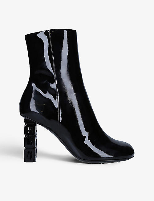GIVENCHY: G-Cube patent-leather heeled ankle boots