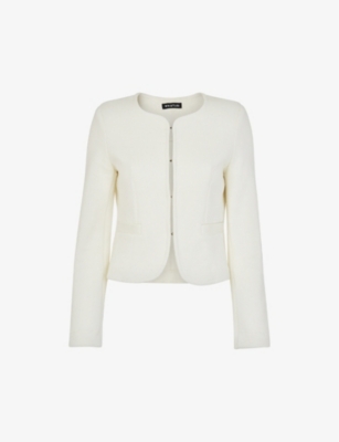 WHISTLES: Collarless textured cotton-jersey blazer