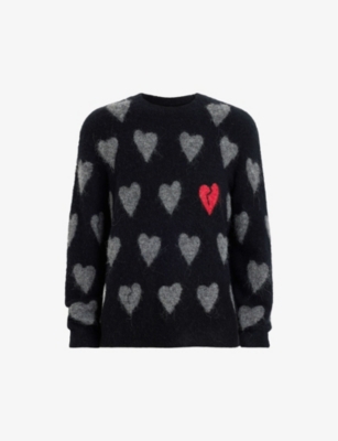 ALLSAINTS: Amore heart-motif wool-blend jumper