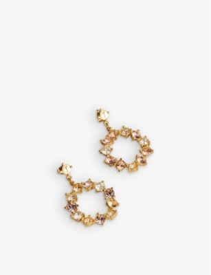 TED BAKER: Crissty crystal-embellished brass drop earrings