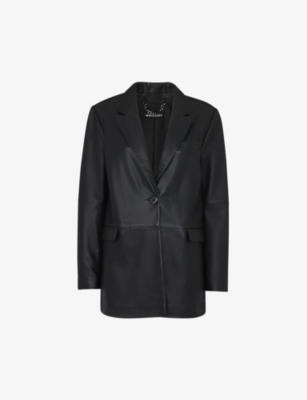 WHISTLES: Stina regular-fit leather blazer jacket