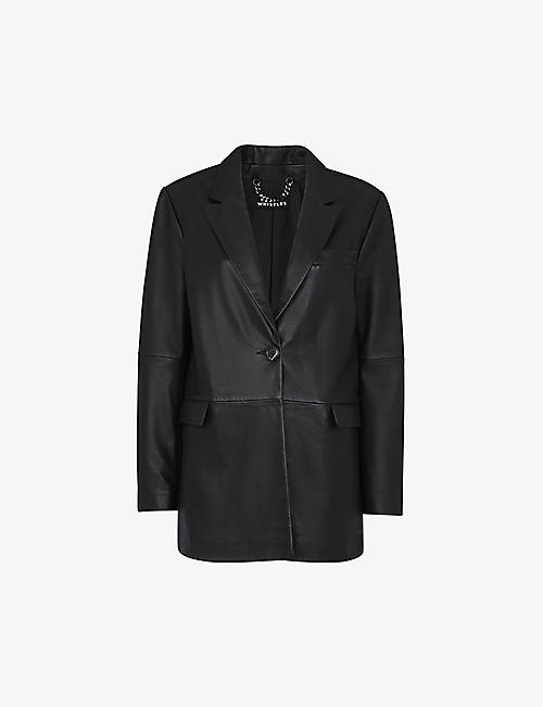 WHISTLES: Stina regular-fit leather blazer jacket