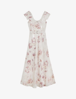 TED BAKER: Ninia floral-print belted woven midaxi dress
