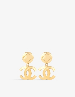SUSAN CAPLAN: Pre-loved Chanel yellow gold-plated earrings