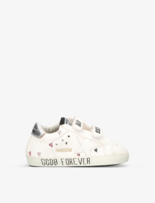 GOLDEN GOOSE: Baby Star heart-print and star leather trainers 4 months - 2 years