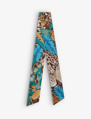 CARTIER: Panther in the Jungle graphic-print silk-twill headband