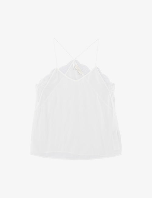 IKKS: Lace-trim silk camisole top