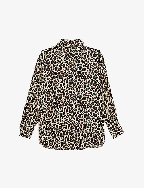 IKKS: Oversized leopard and star-print viscose shirt