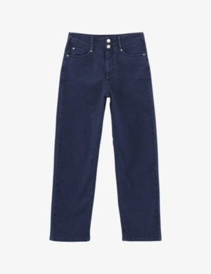 IKKS: Cropped straight-leg high-rise stretch-denim jeans
