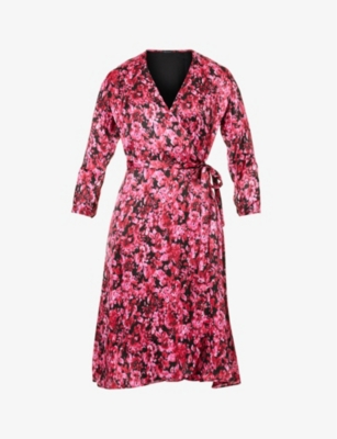 IKKS: Floral-print wrap-over woven midi dress