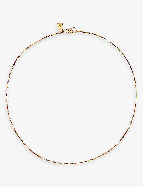 CRYSTAL HAZE: Box chain 18ct yellow gold-plated brass necklace