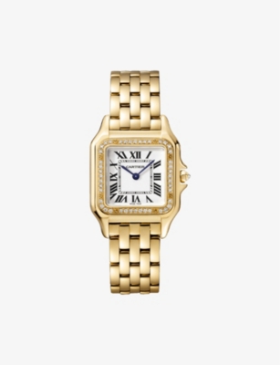 CARTIER: CRWJPN0016 Panthère de Cartier medium 18ct yellow-gold and 0.31ct brilliant-cut diamond quartz watch