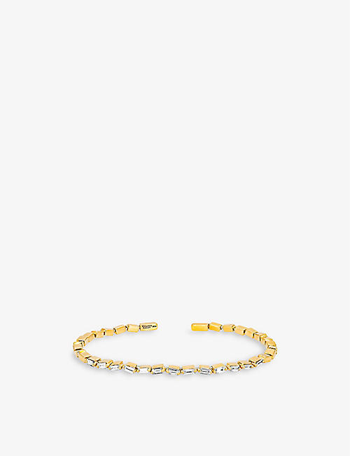 SUZANNE KALAN: Firework 18ct yellow gold and 0.7ct baguette-cut diamond bangle bracelet