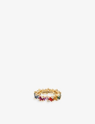 SUZANNE KALAN: Rainbow 18ct yellow gold, 0.27ct diamond and 2.10ct sapphire eternity ring