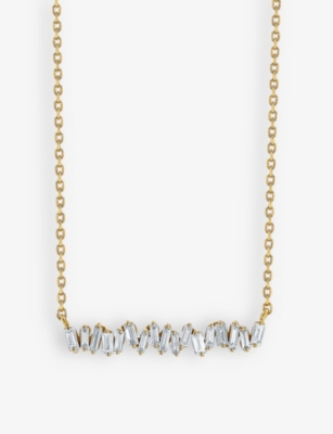SUZANNE KALAN: Classic 18ct white-gold and 0.30ct diamond bar necklace