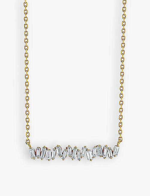 SUZANNE KALAN: Classic 18ct white-gold and 0.30ct diamond bar necklace