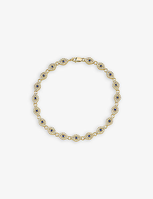 SYDNEY EVAN: Evil Eye 14ct yellow-gold, 0.88ct brilliant-cut diamond and 0.42ct sapphire bracelet
