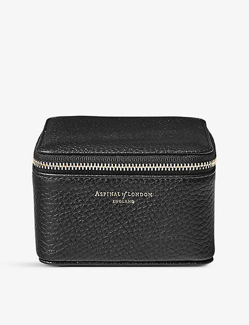 ASPINAL OF LONDON: Logo-print grained-leather watch and ring box
