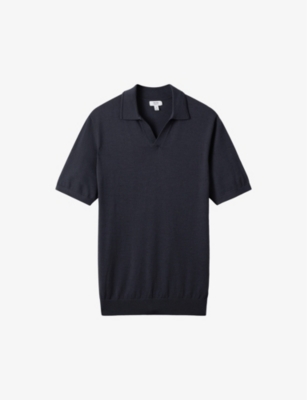 REISS: Duchie open-neck wool polo shirt
