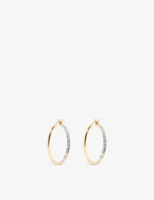 YVONNE LEON: Paire de Creoles 18ct yellow-gold and 0.20ct round-brilliant diamond hoop earrings