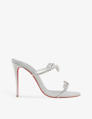 CHRISTIAN LOUBOUTIN: Just Queen 100 crystal-embellished leather heeled sandals