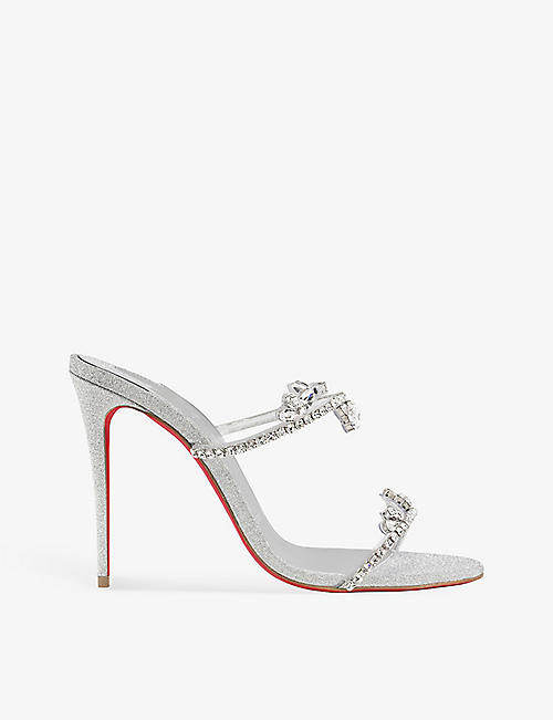 CHRISTIAN LOUBOUTIN: Just Queen 100 crystal-embellished leather heeled sandals