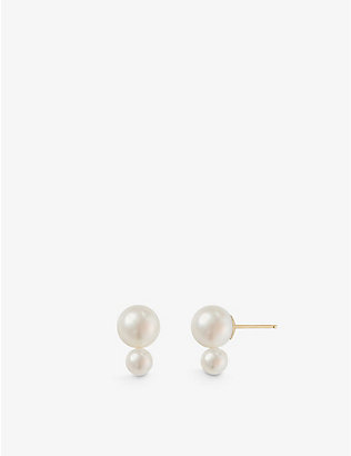 MIZUKI: Sea of Beauty medium 14ct yellow-gold and pearl stud earrings