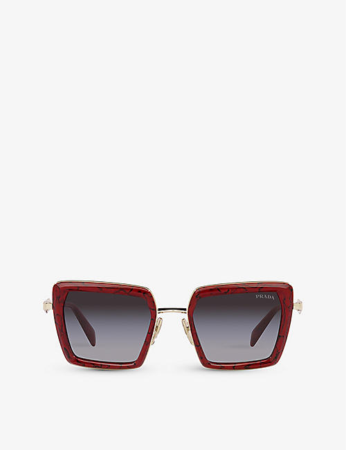 PRADA: PR 55ZS pillow-frame marble-effect steel sunglasses