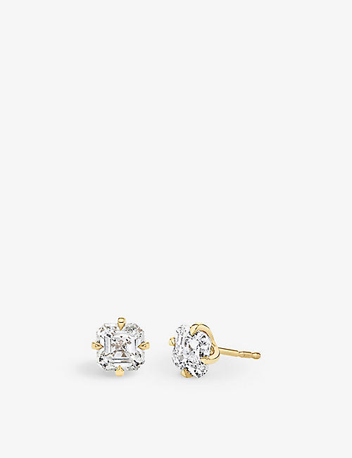 VRAI: Solitaire 14ct yellow-gold and 1.5ct lab-grown diamond stud earrings