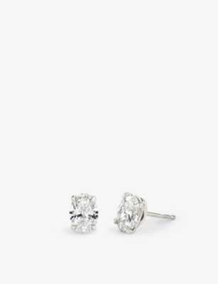 VRAI: Solitaire 14ct white-gold lab-grown 2ct diamond stud earrings