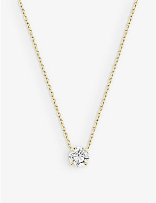 VRAI: Solitaire 14ct yellow-gold and lab-grown 1ct diamond pendant necklace