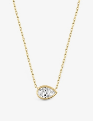 VRAI: Solitaire 14ct yellow gold and 1ct pear-cut lab-grown diamond necklace