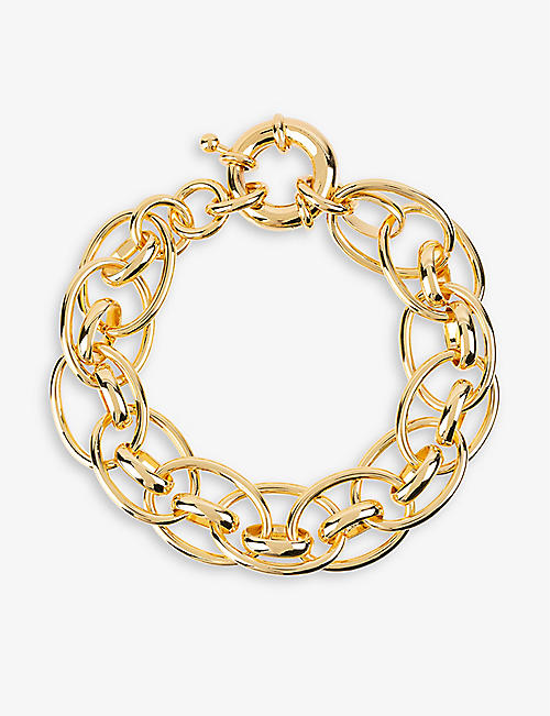 LA MAISON COUTURE: Amadeus Lola 14ct yellow gold-plated recycled brass chunky bracelet